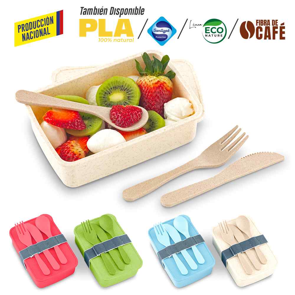 Portacomidas con Cubiertos Eco Square II -Prod Nal VA-965 (CP) (Producion Nacional) - Pro-Ponemos