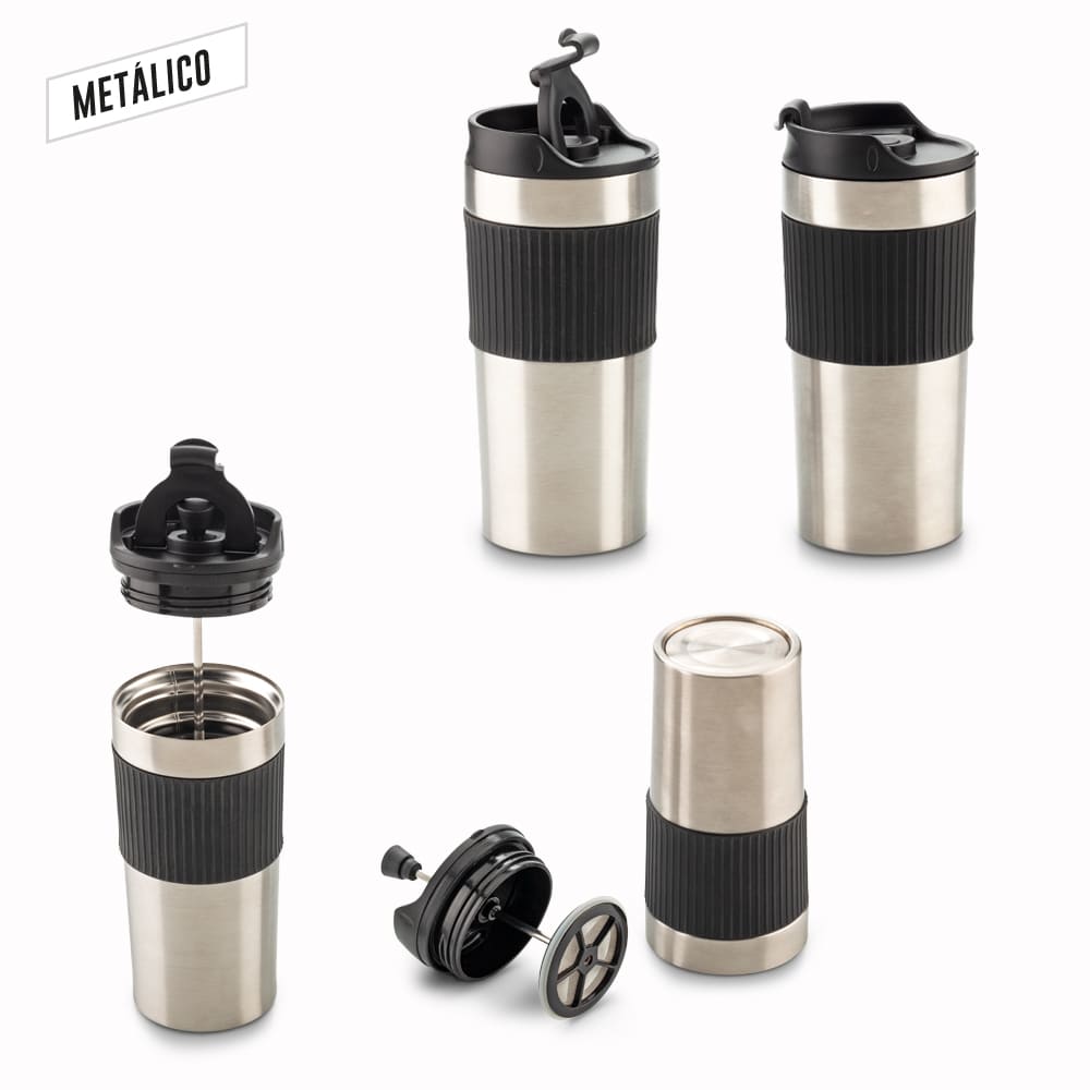Mug Metálico con Prensa Francesa 450ml MU-384 (CP) (NUEVO) - Pro-Ponemos
