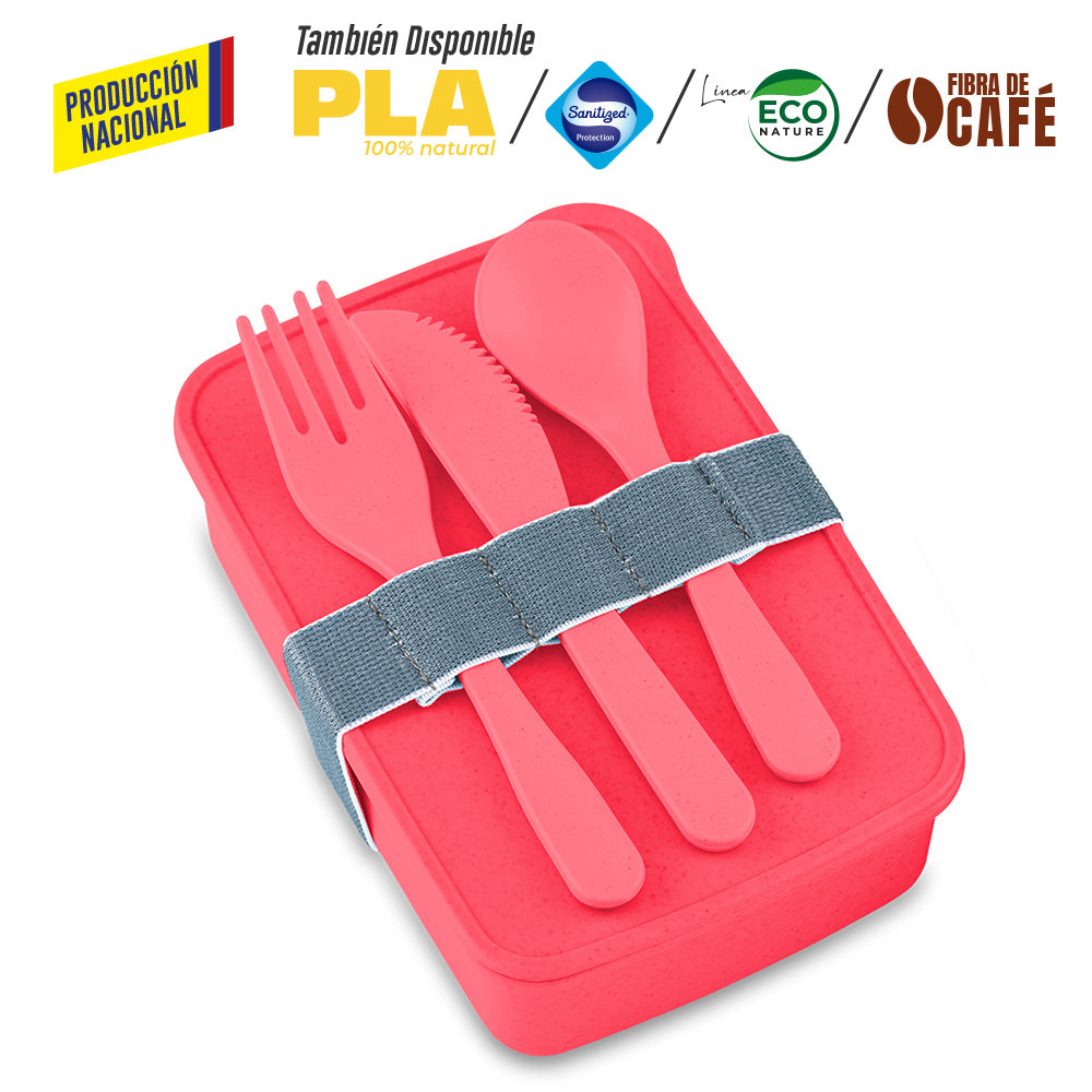 Portacomidas con Cubiertos Eco Square II -Prod Nal VA-965 (CP) (Producion Nacional) - Pro-Ponemos