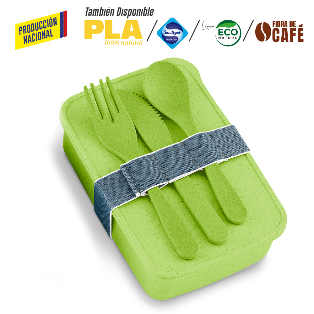 Portacomidas con Cubiertos Eco Square II -Prod Nal VA-965 (CP) (Producion Nacional) - Pro-Ponemos